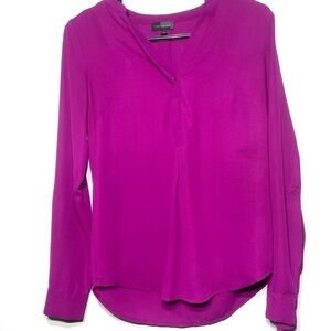 The Limited Ashton Blouse Women's Sz XS Purple Pullover Roll Tab Sleeve Career